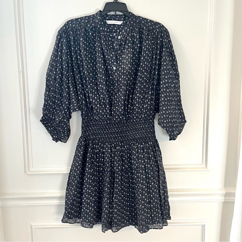 Rebecca Taylor Ikat Cotton Long Sleeve Shirtdress Size Navy Medium NWT - Picture 5 of 12